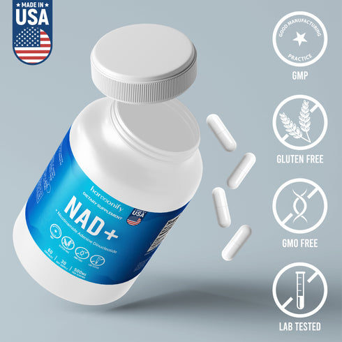 HARMONIFY NAD Supplement (500mg of 95% Pure NAD+ Per Serving, 30-Day Supply) – Vegan, Non-GMO, NAD Booster for Longevity, Anti-Aging, Cellular Health, and Energy